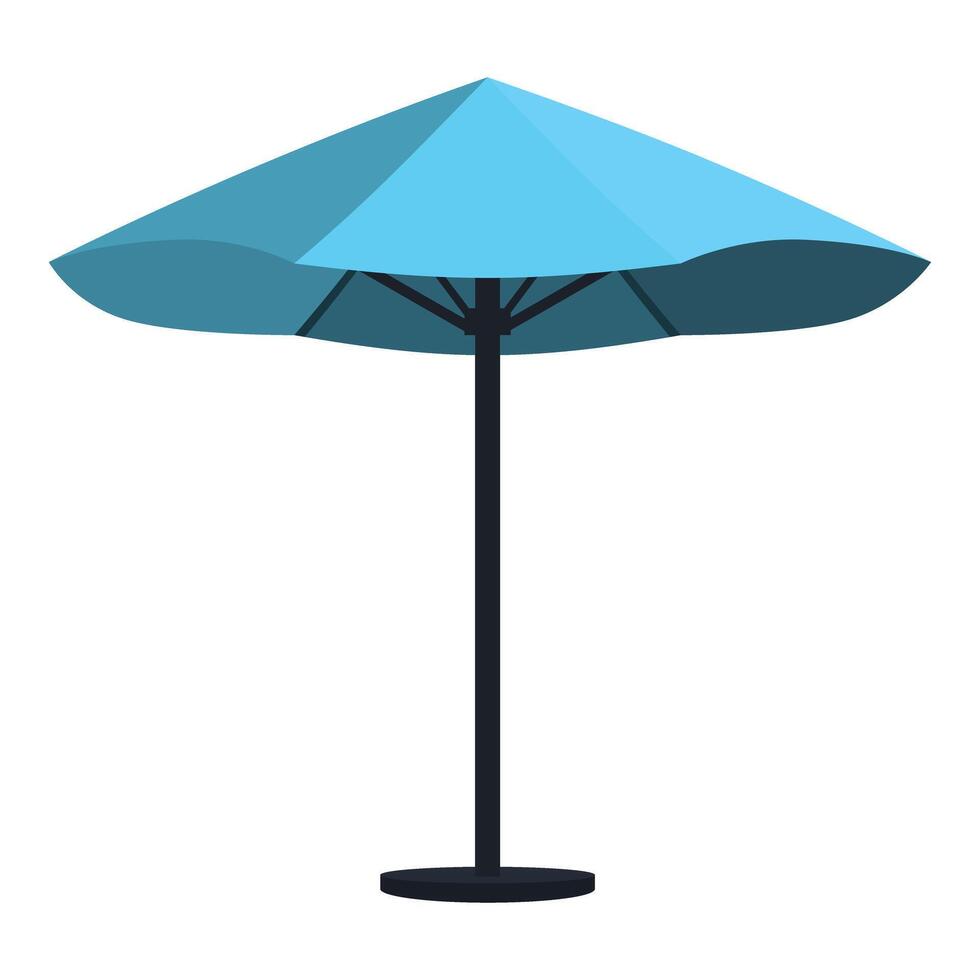 Blue beach umbrella standing providing shade vector