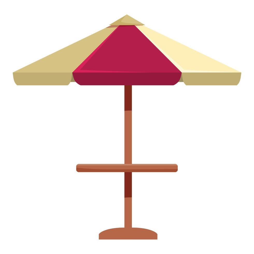 Beach umbrella standing on wooden support providing shadow on sunny day vector