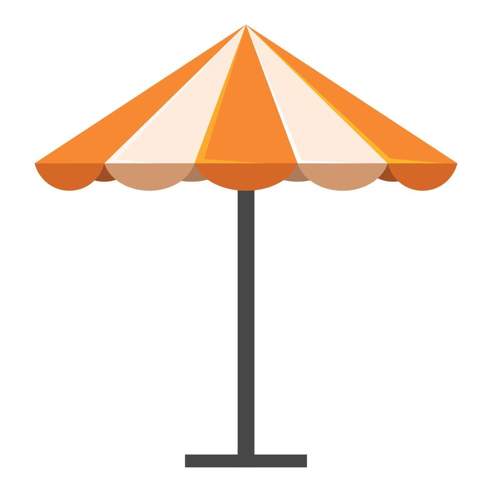 Orange and white striped beach umbrella providing shade vector