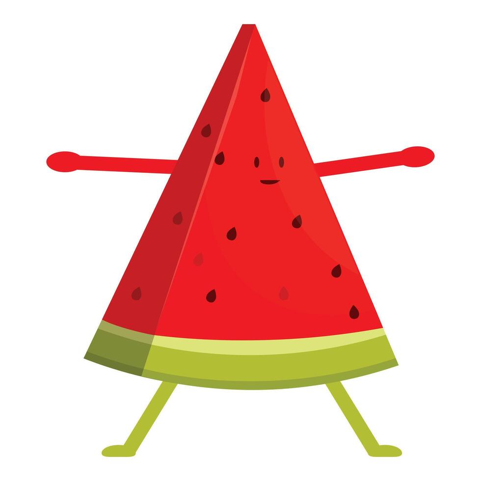 Happy watermelon slice character standing with open arms vector