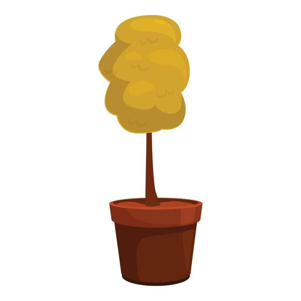 Illustration of a stylized tree with yellow crown growing in a pot vector