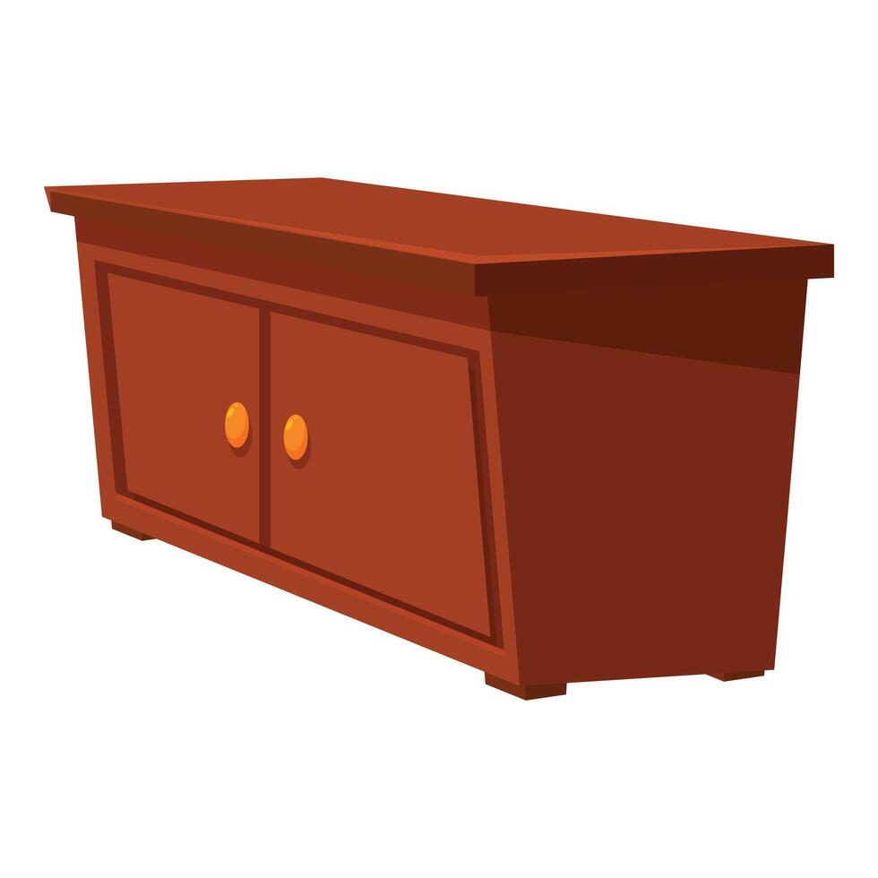 Wooden tv stand isolated on white background is standing on the floor vector