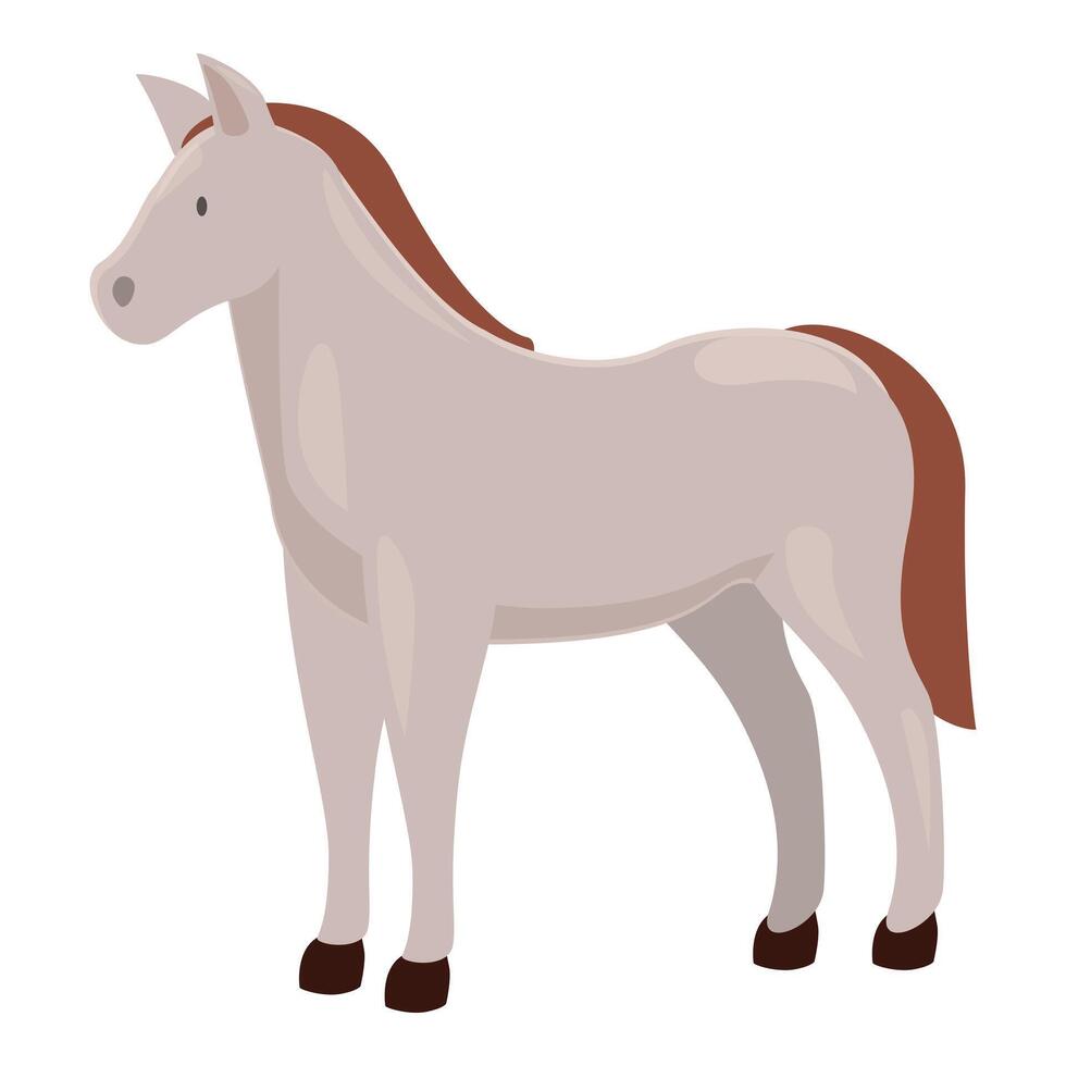 Grey horse with brown tail and mane standing still vector