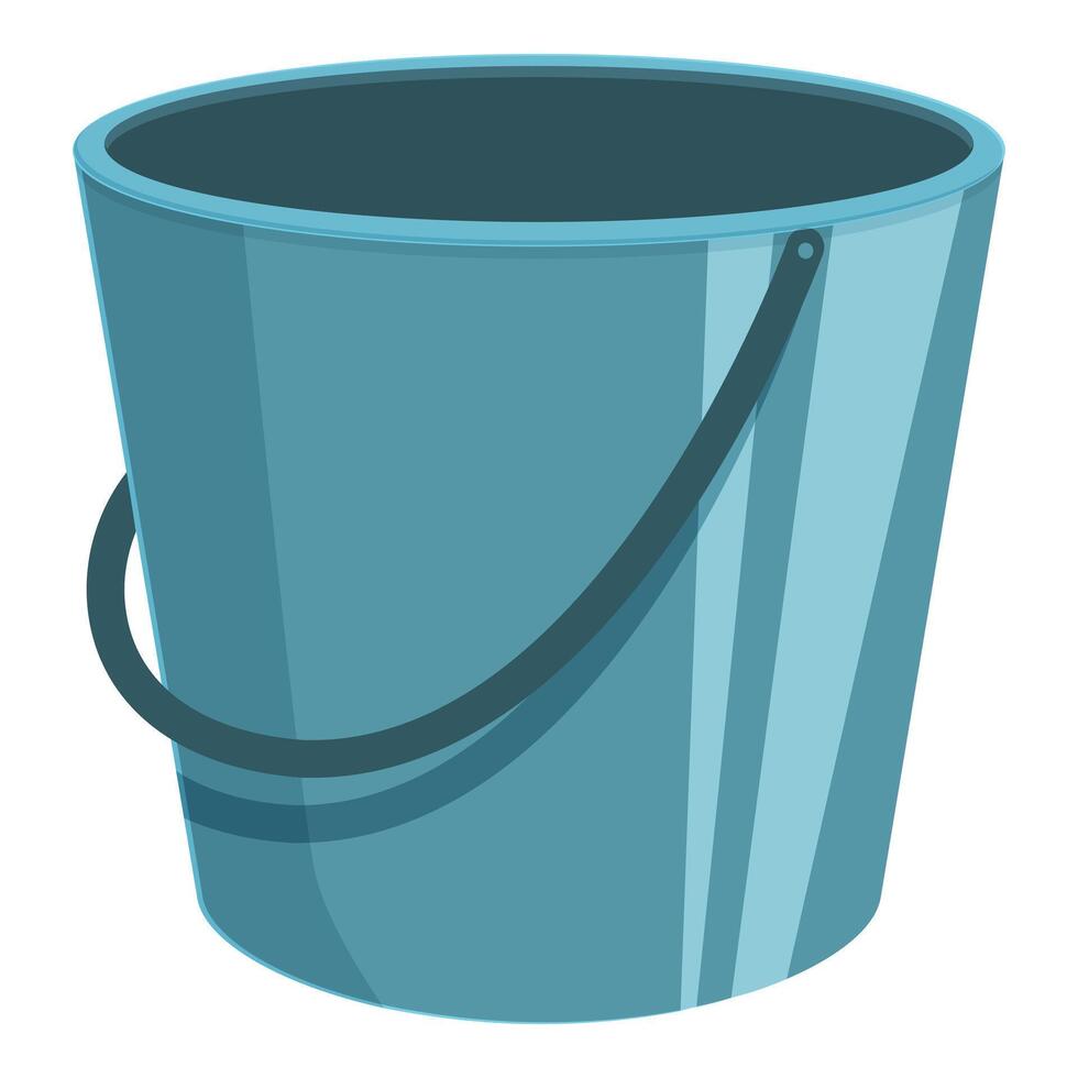 Empty metal bucket standing with handle up for gardening or cleaning vector