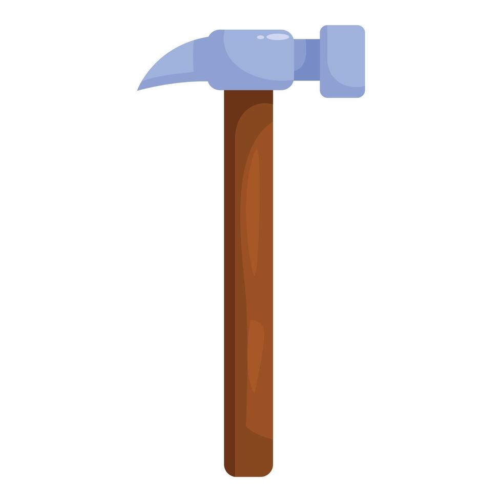 Blue hammer standing with wooden handle illustration vector