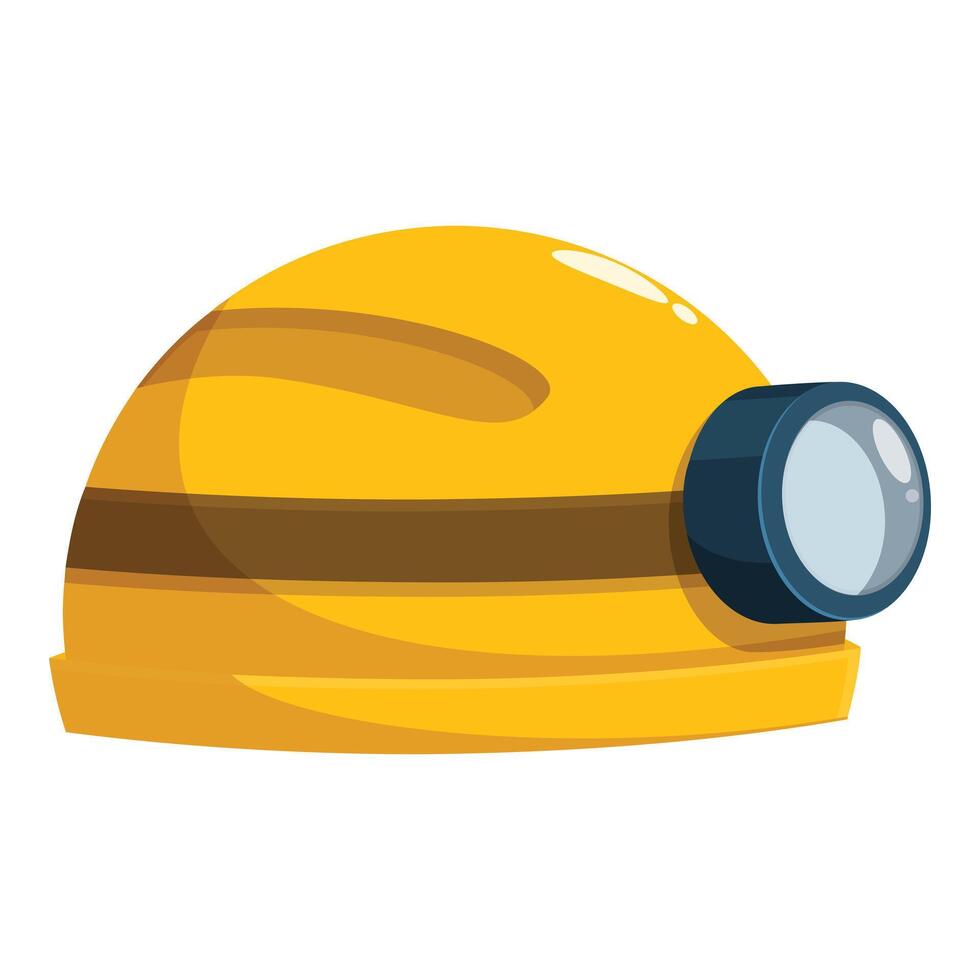 Yellow mining helmet providing illumination for underground work vector