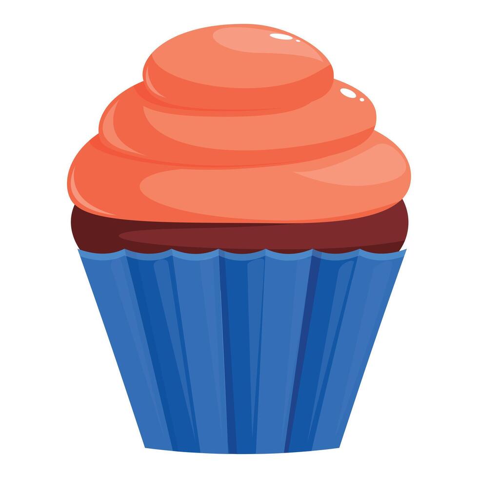 Delicious cupcake with chocolate and strawberry cream standing on white background vector