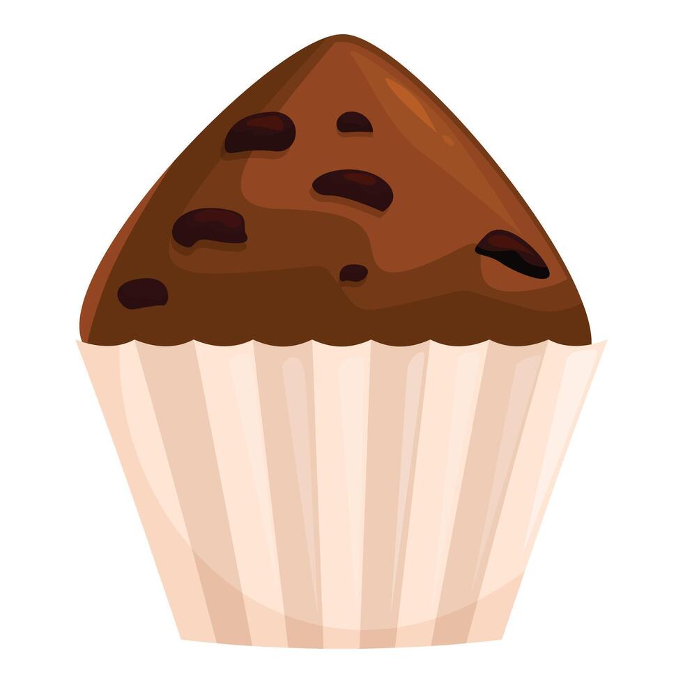 Freshly baked chocolate chip muffin in paper cup vector