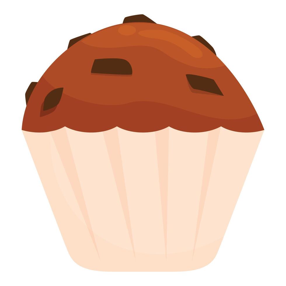 Delicious chocolate chip muffin sitting in paper cup vector