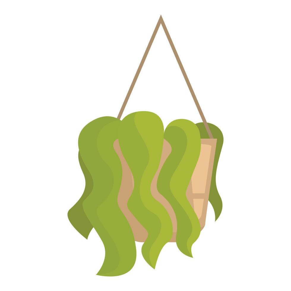 Green hanging plant growing in pot on rope bringing nature indoors vector