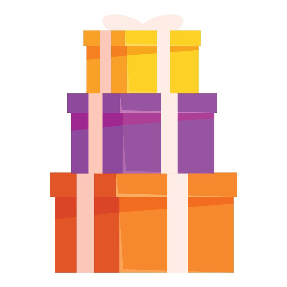 Stack of colorful gift boxes tied with ribbons for birthday or christmas vector