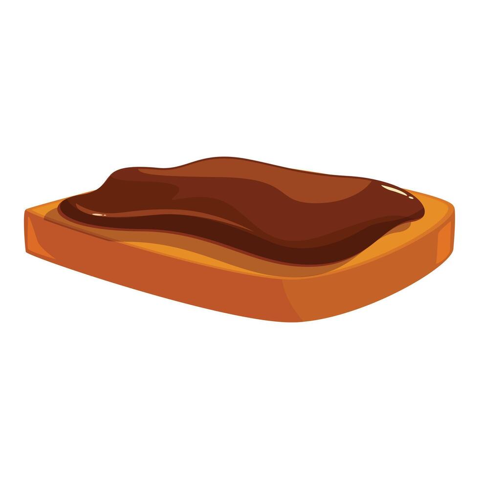 Toasted bread slice covered with chocolate cream spreading on top vector