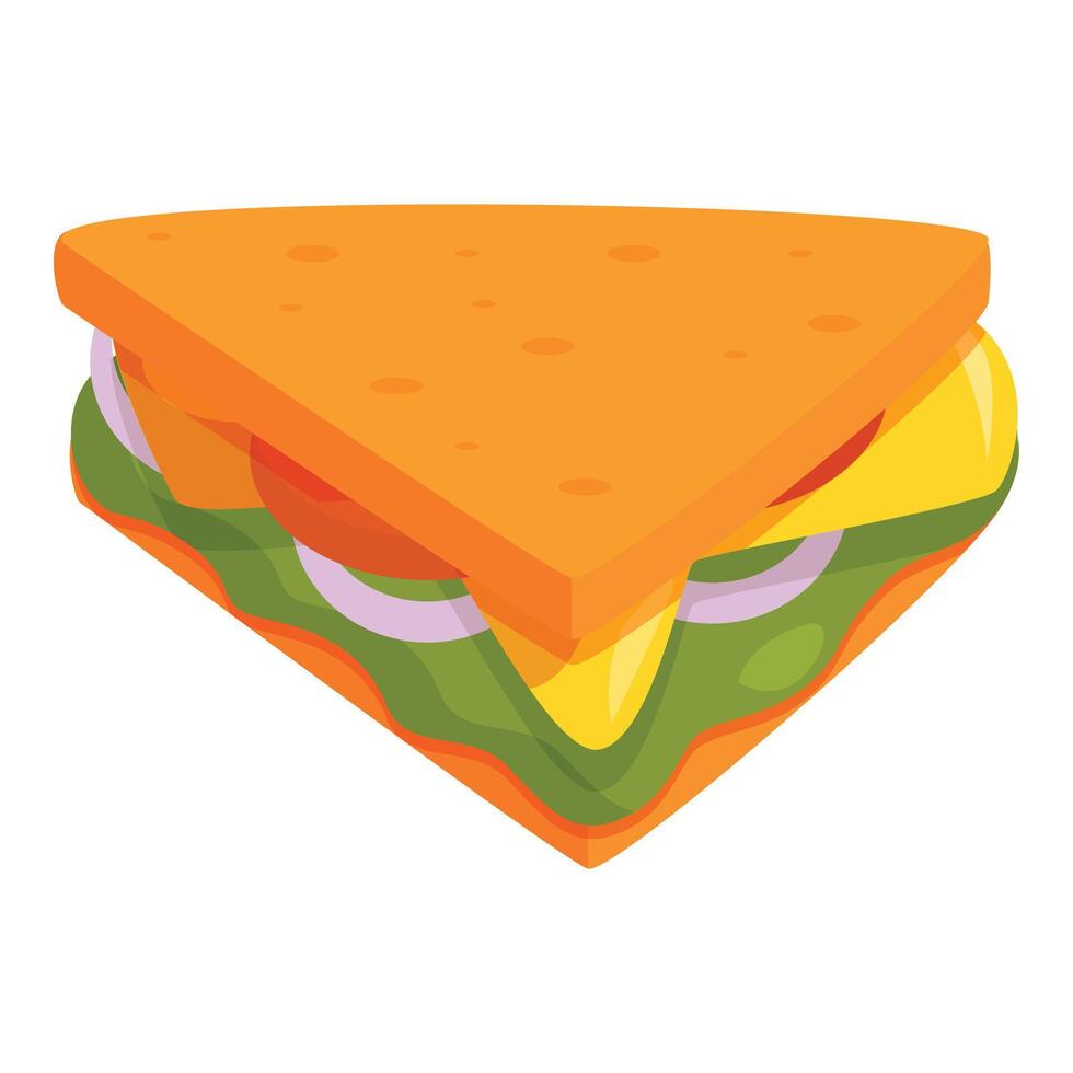 Delicious sandwich containing cheese, tomatoes, lettuce and onions is waiting to be eaten vector