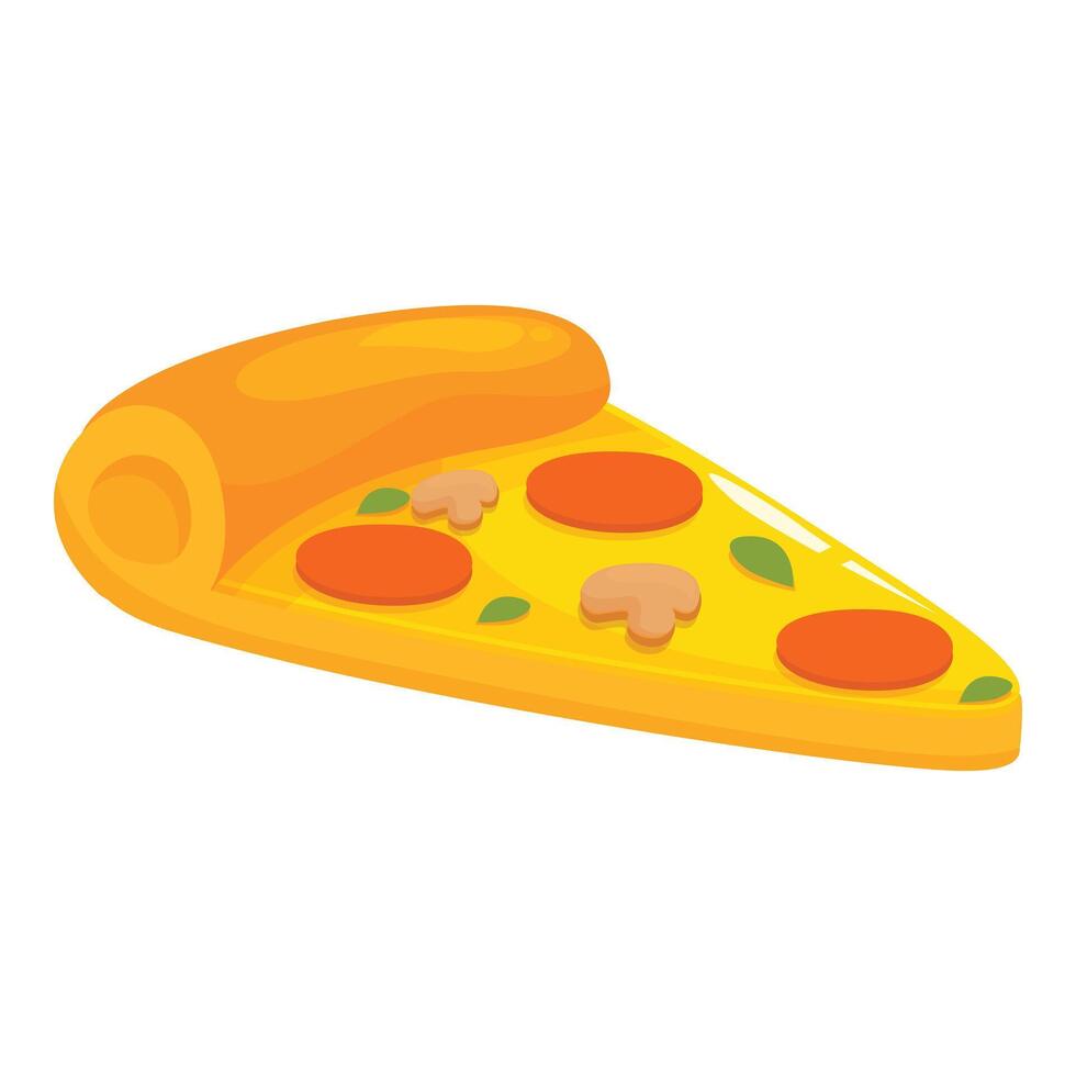 Delicious slice of pizza with mushrooms and pepperoni isolated on white background vector