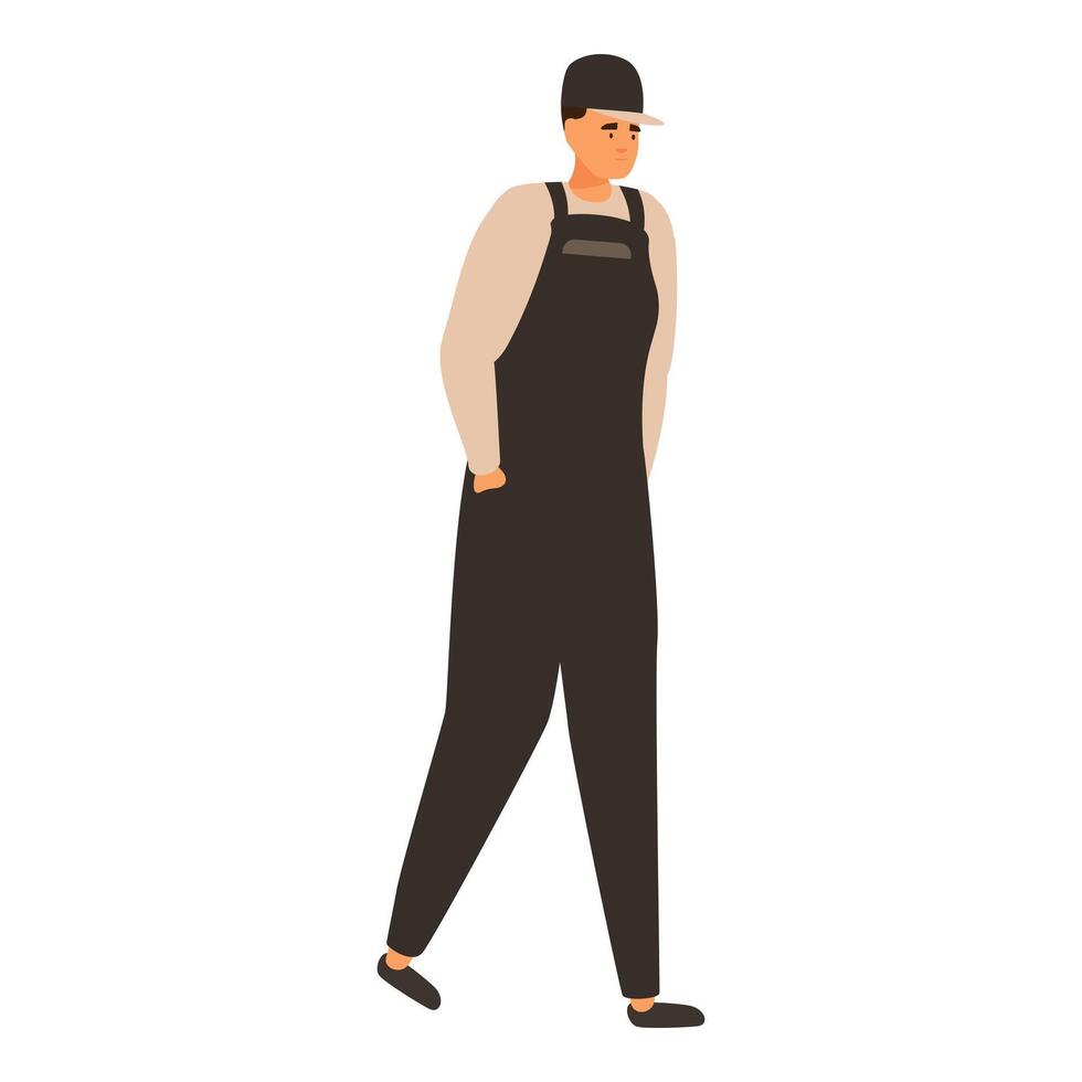 Confident young mechanic walking with hands in his pockets vector