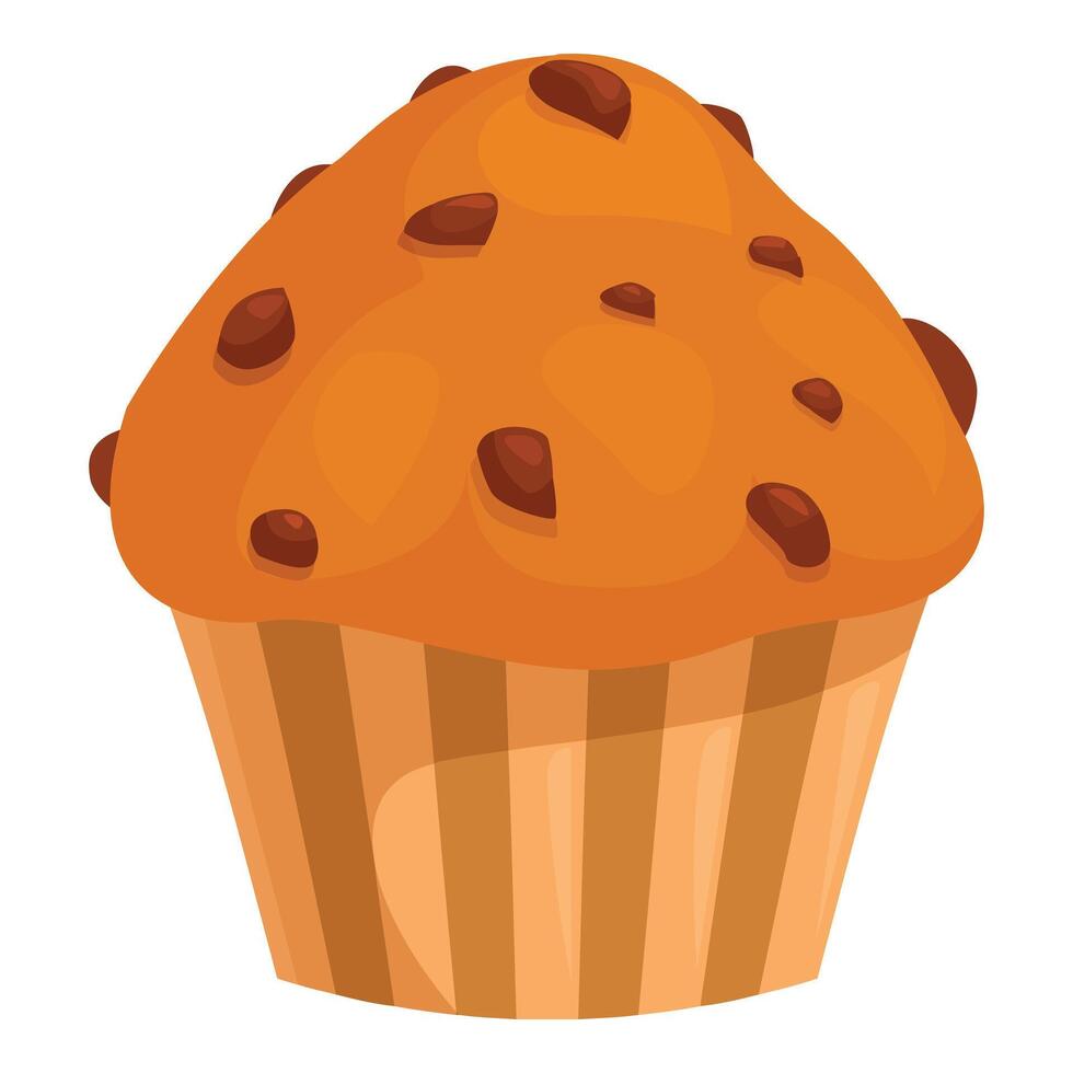 Delicious chocolate chip muffin baking in paper cup vector