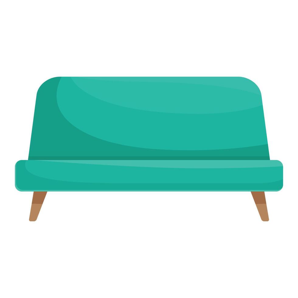 Comfortable green sofa standing on wooden legs vector