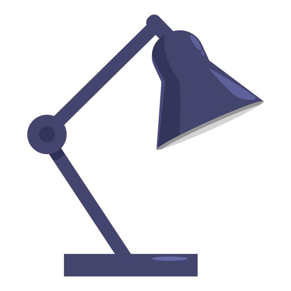Blue desk lamp standing and illuminating workspace vector