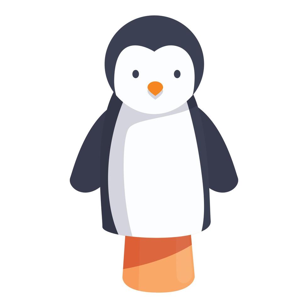 Cute penguin puppet standing and smiling for entertainment vector