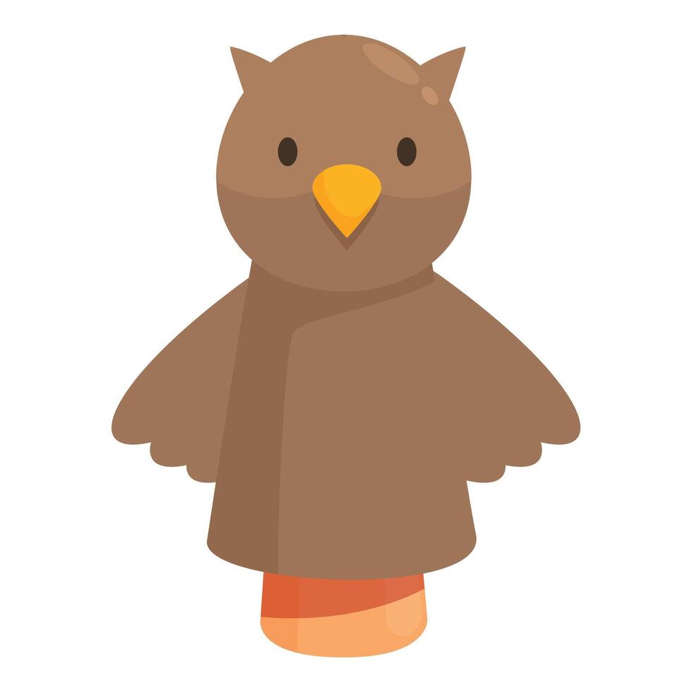 Cute brown owl hand puppet spreading its wings vector