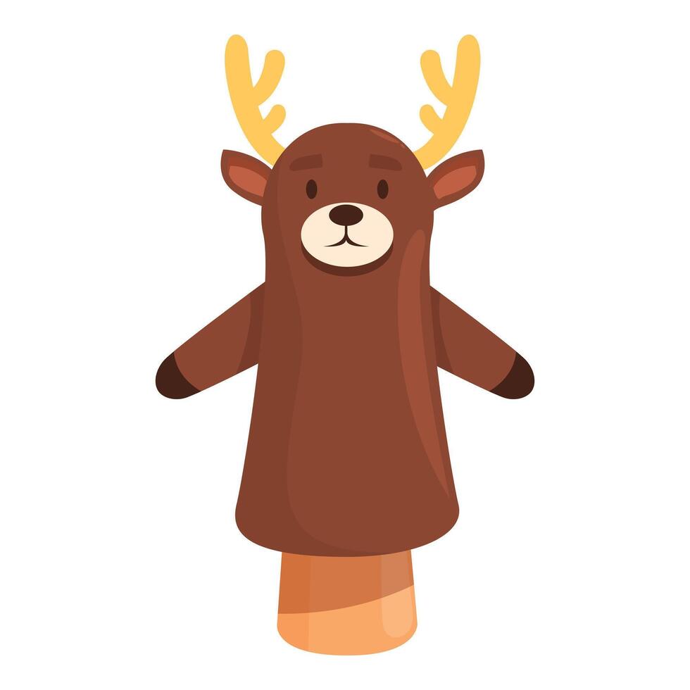Cute deer hand puppet wearing on a hand vector