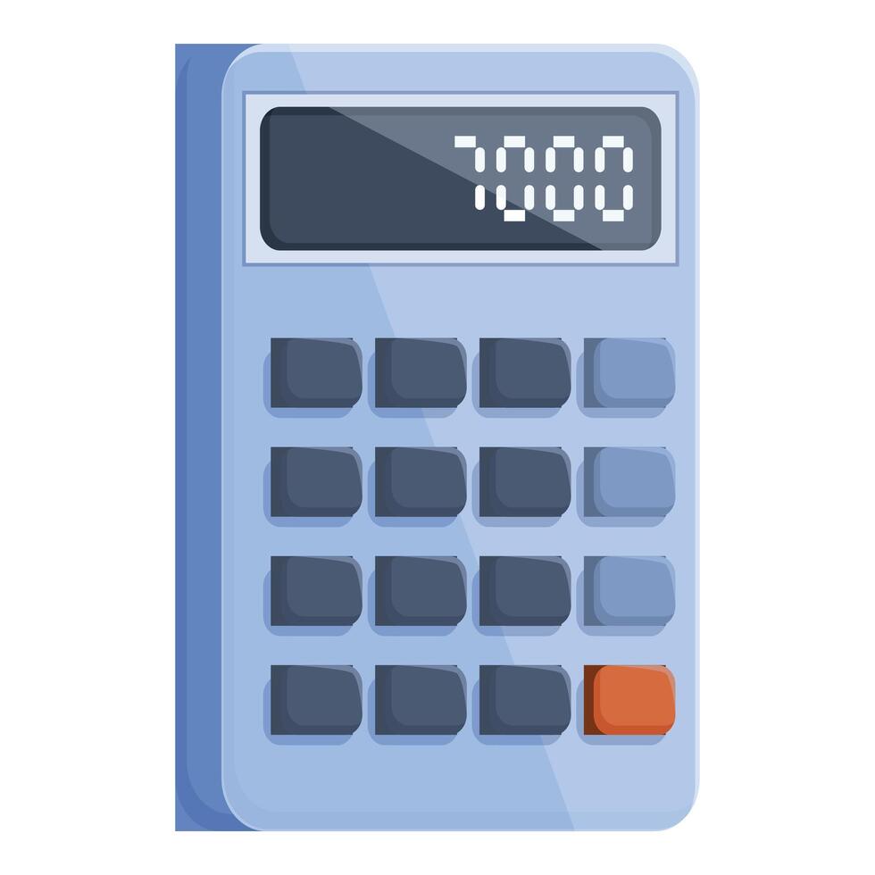 Blue calculator displaying number one thousand vector