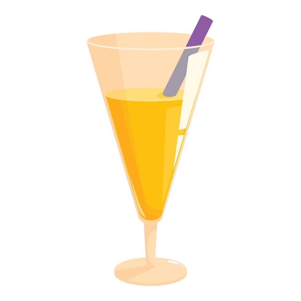 Cartoon drawing of a tall glass with orange juice and a straw vector