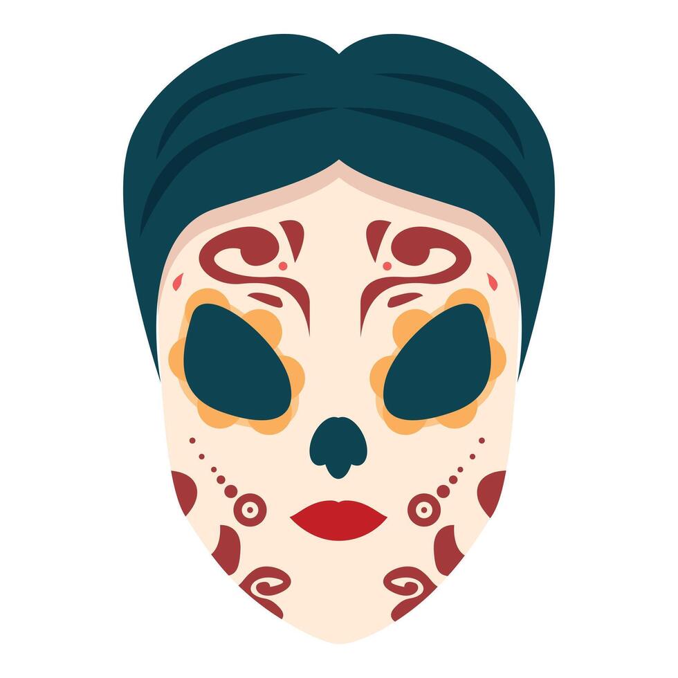 Illustration of a woman with face paint celebrating the day of the dead vector