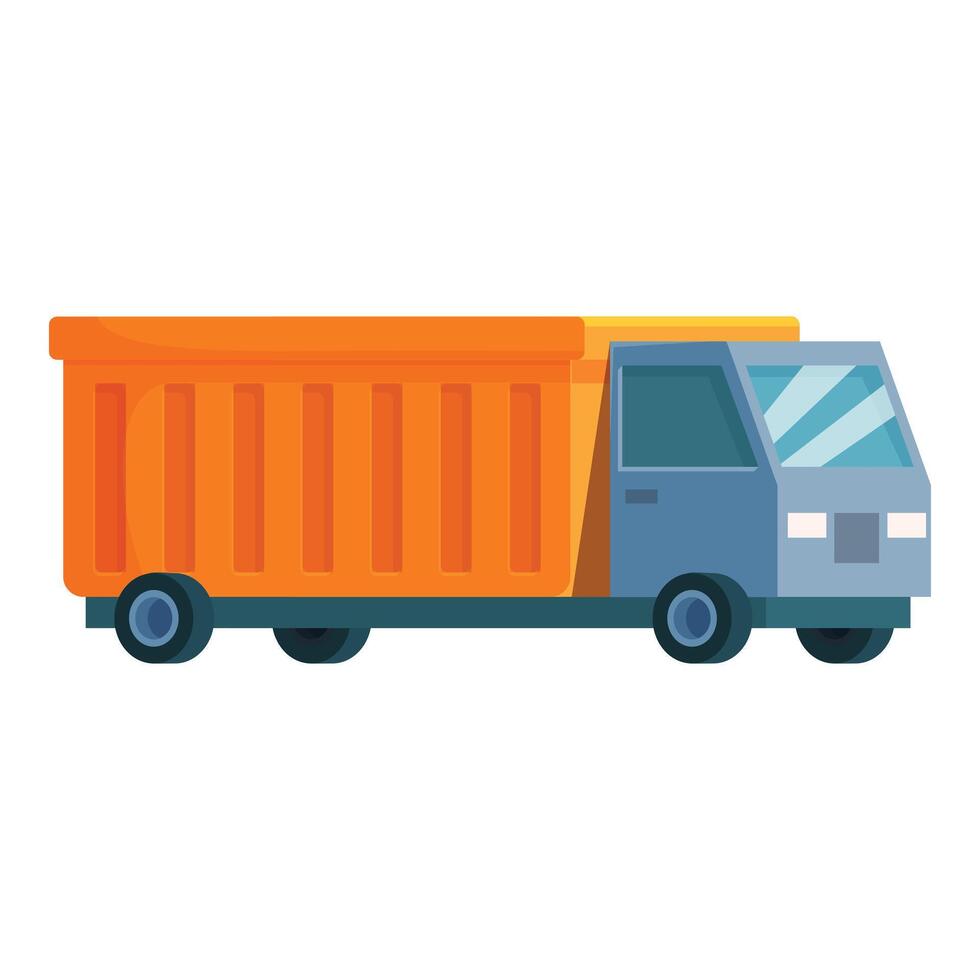 Orange skip lorry delivering rubble to construction site vector