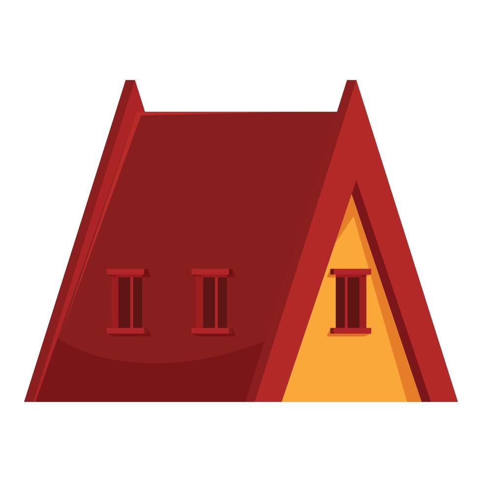 Red gabled roof with attic windows covering a yellow house vector