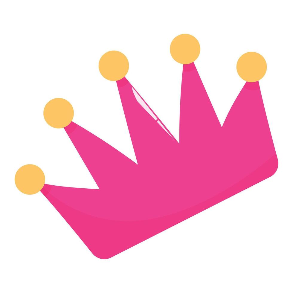 Pink cartoon crown with yellow dots representing royalty vector