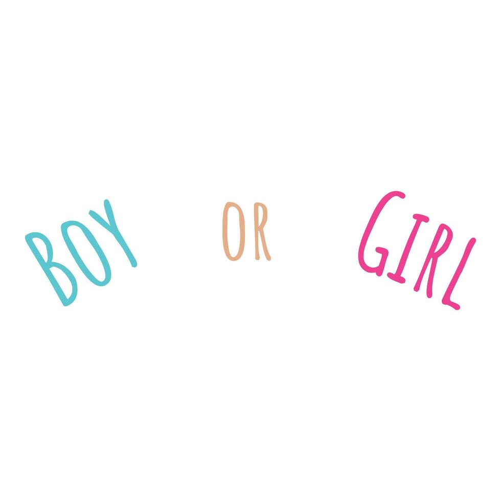 Pink and blue text announcing boy or girl for baby shower vector