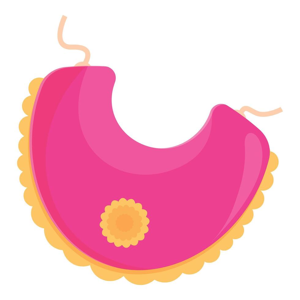 Pink baby bib with flower decoration for girls vector