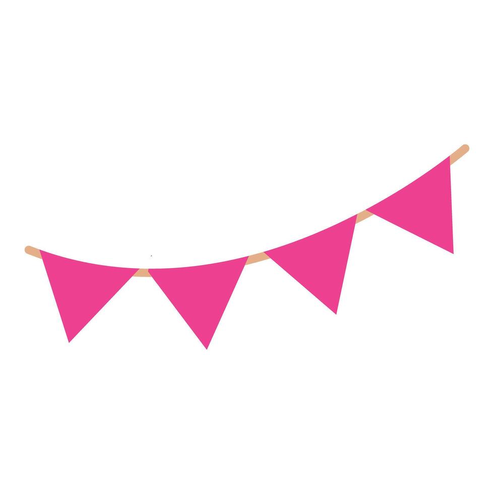 Pink party bunting hanging on a string decoration vector