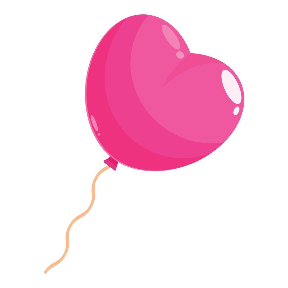 Pink heart shaped balloon floating with string on white background vector
