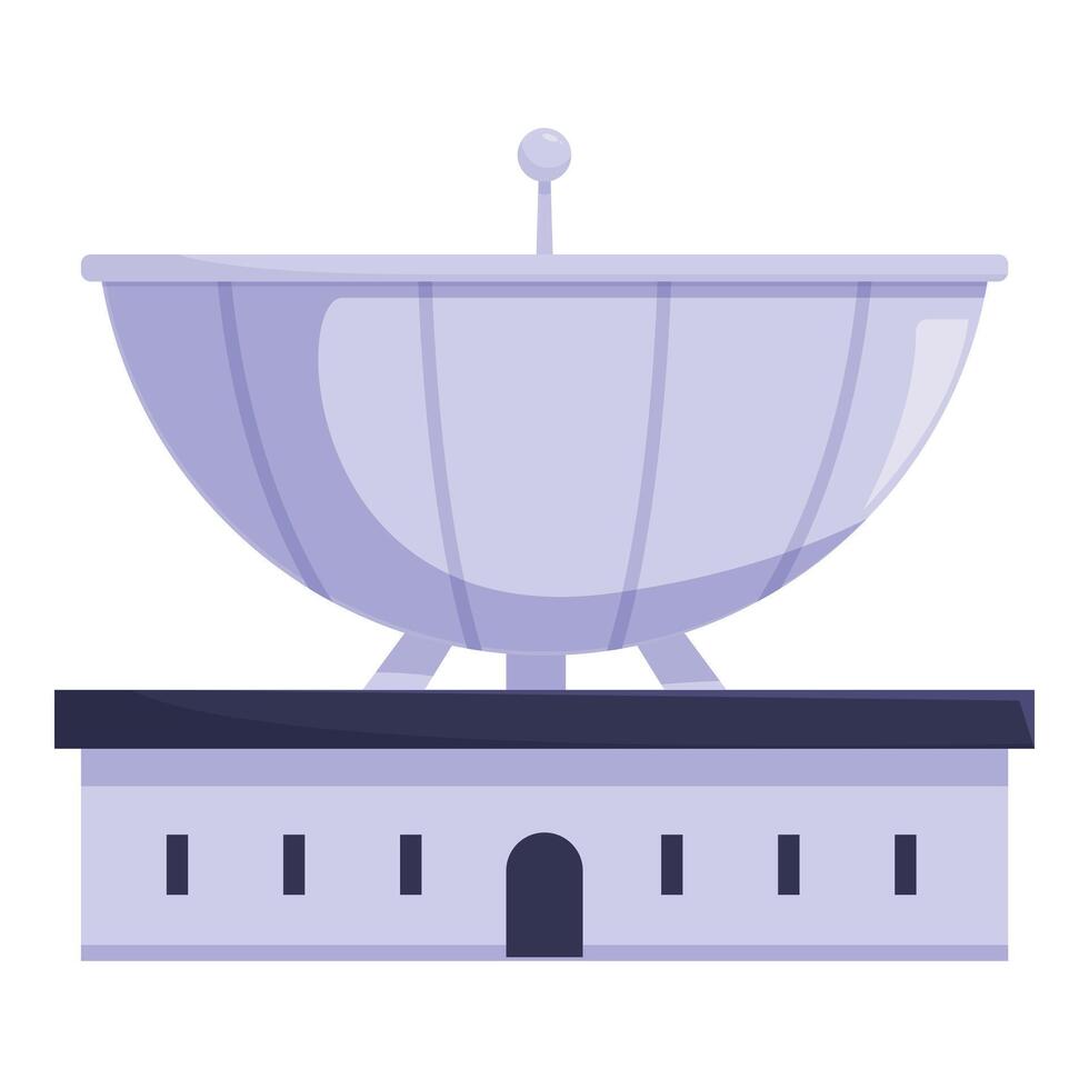 Large satellite dish exploring the universe on top of observatory vector