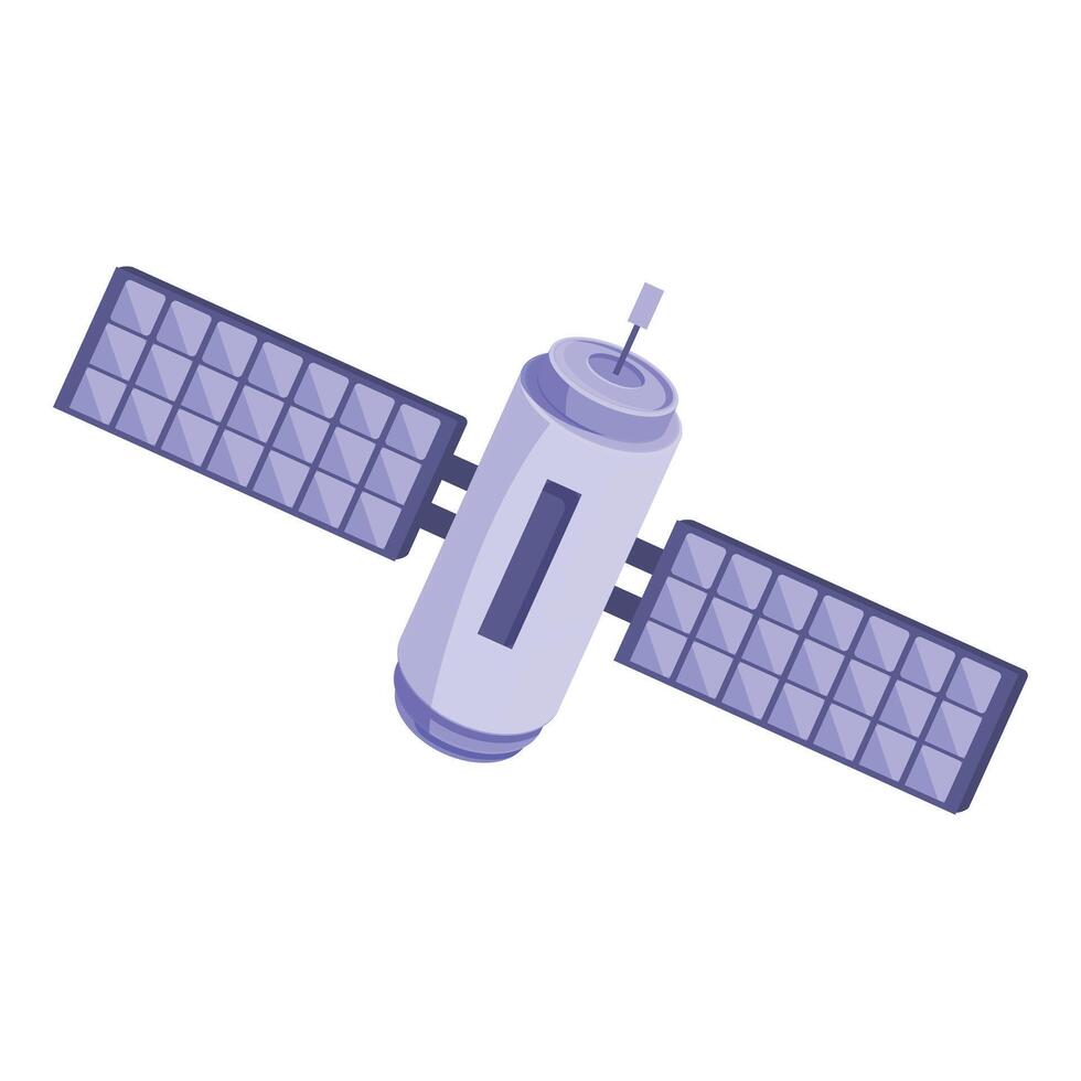 Spacecraft with solar panels orbiting around earth vector