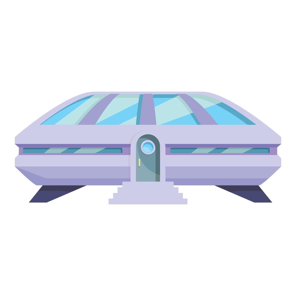 Futuristic building resembling flying saucer landed on ground vector
