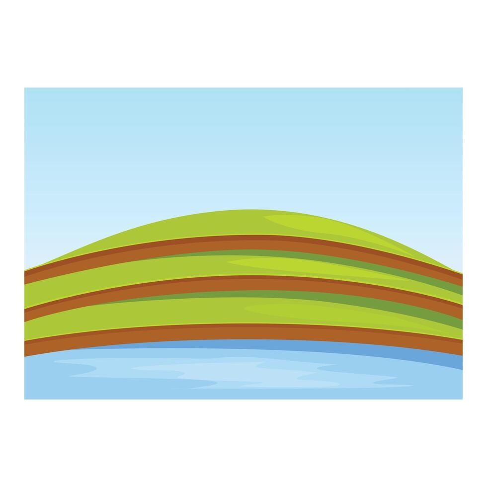 Green rolling hills meeting a serene blue lake under a clear sky vector