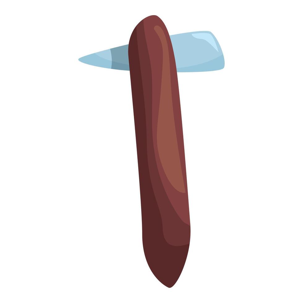 Prehistoric stone axe with wooden handle for hunting vector