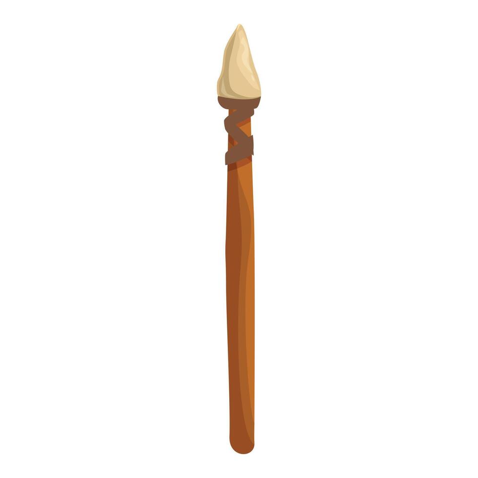 Long wooden spear for hunting with stone tip and rope wrapping vector