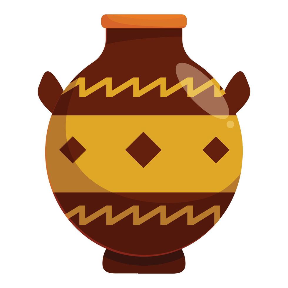 Ancient clay vessel showing traditional african patterns vector