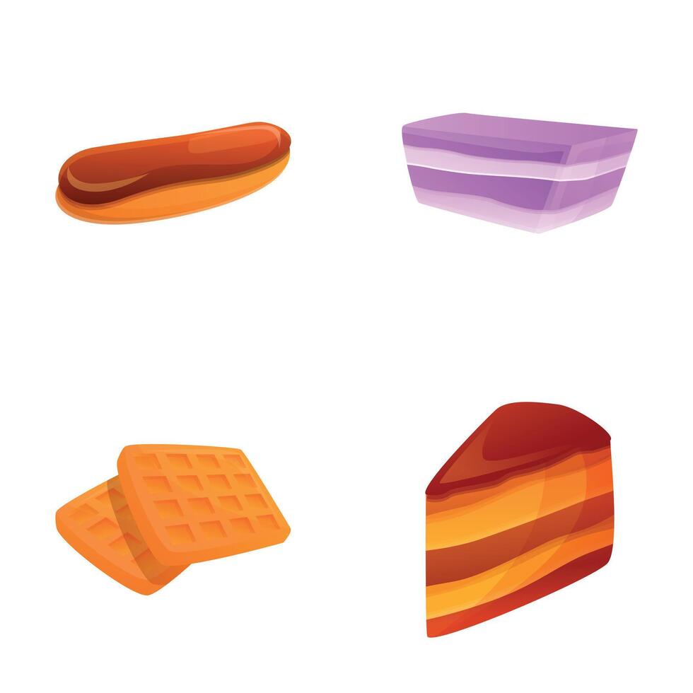 Colorful dessert icons set cartoon vector. Sweet product and pastry vector