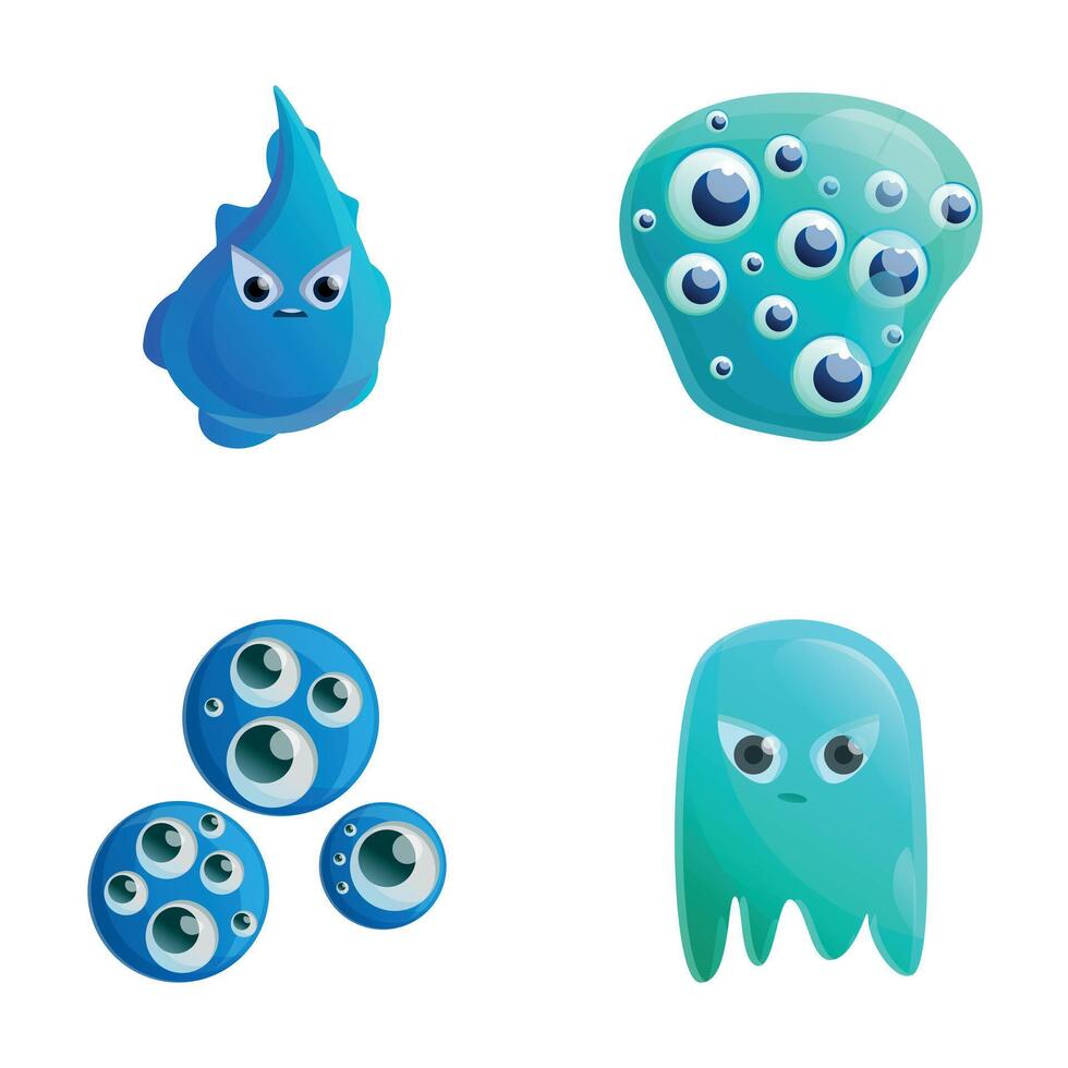Bacterium icons set cartoon vector. Various bacteria vector