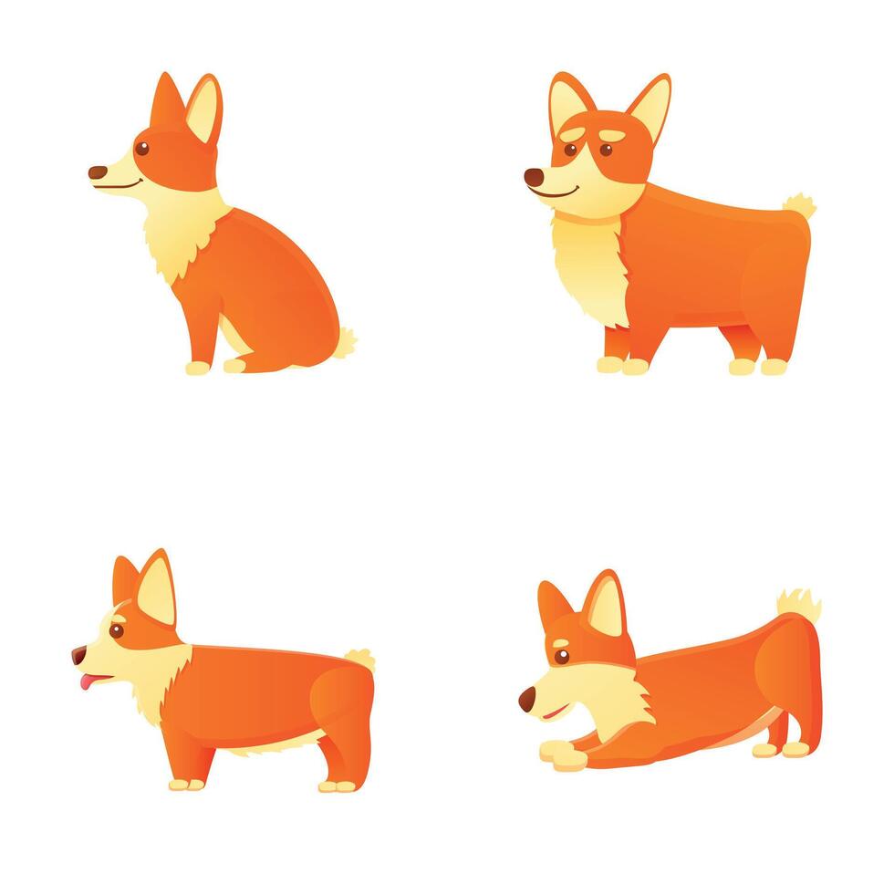 Cute dog icons set cartoon vector. Cute sitting and standing dog vector