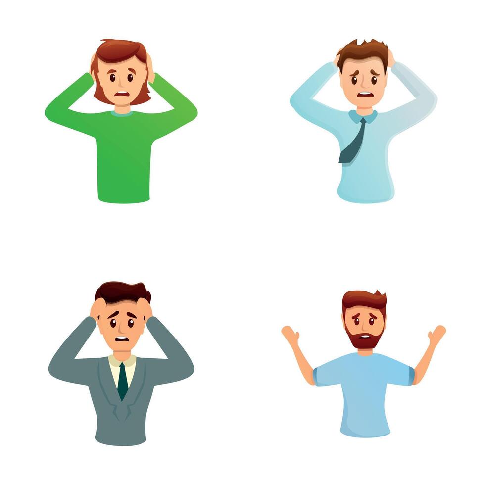 Emotion icons set cartoon vector. People with emotion of confusion vector