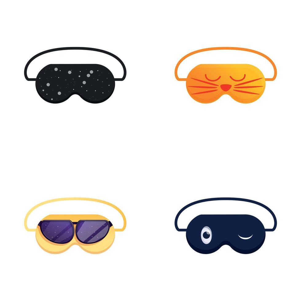 Face mask icons set cartoon vector. Nightwear element for resting and relaxation vector