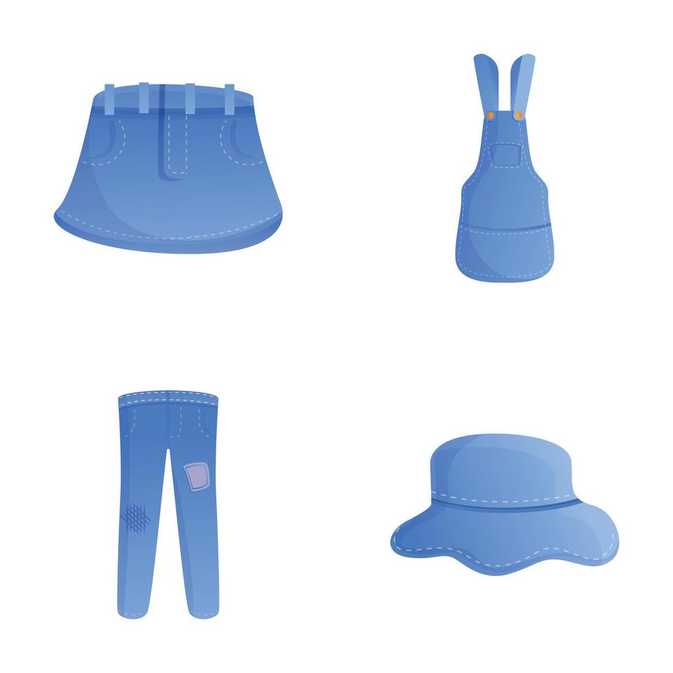 Cotton clothing icons set cartoon vector. Basic wardrobe element vector