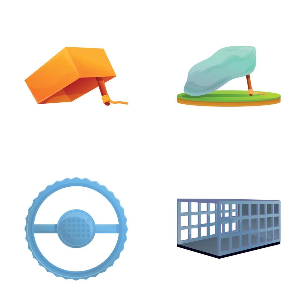Various trap icons set cartoon vector. Different type of animal trap vector