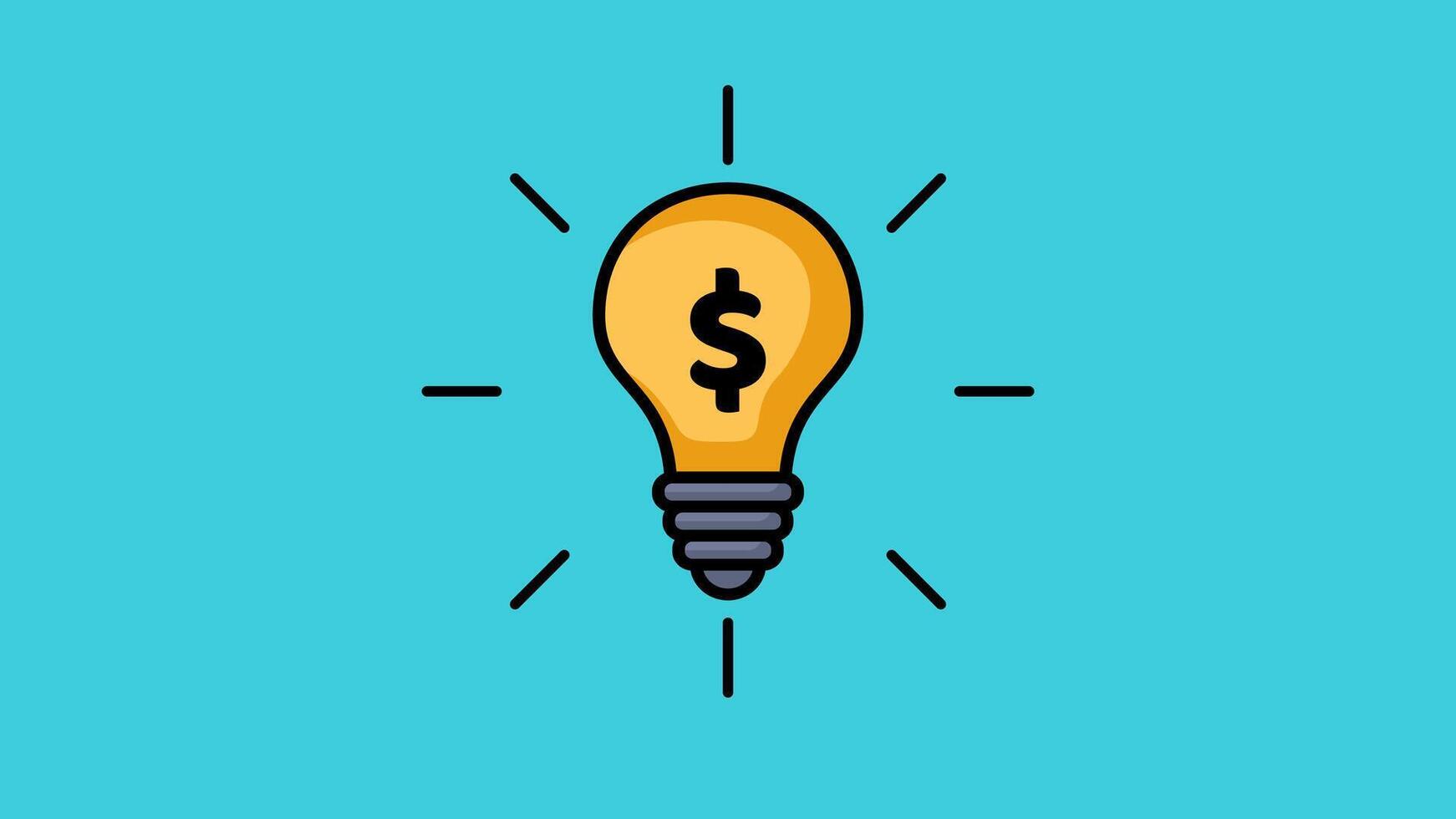 Light bulb with dollar icon illustration in flat cartoon style vector